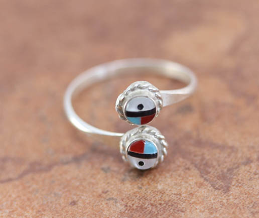 Zuni Silver Wrap Around Sunface Ring Size 5_8