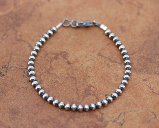 Navajo Pearl Style Silver Beaded Bracelet