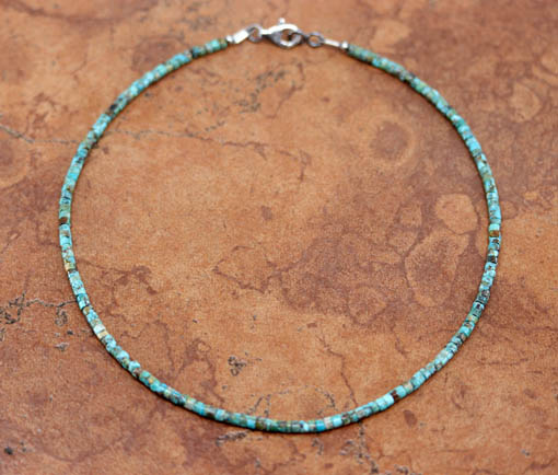 Silver Turquoise Heishi Choker Necklace