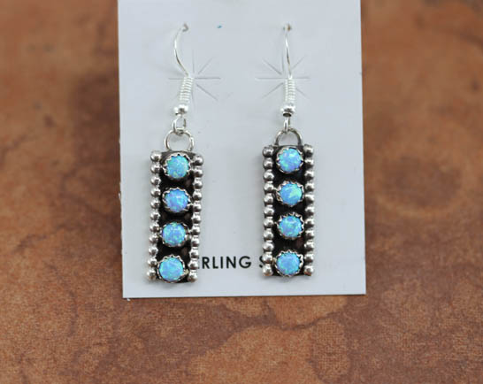 Zuni Silver Created Opal Earrings