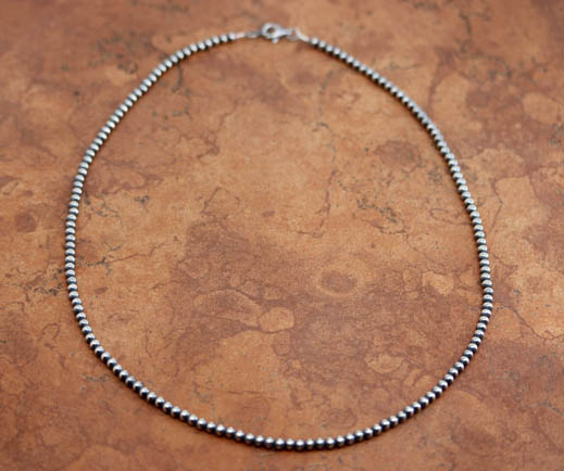 Navajo Pearl Silver Beaded Necklace Chain