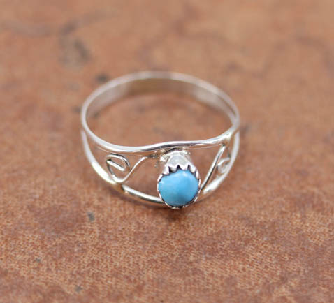 Navajo Silver Turquoise Ring Size 6 1/2