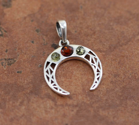 Sterling Silver Baltic Amber Horseshoe Pendant