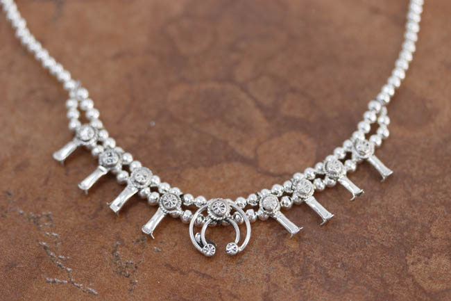 Navajo Silver Squash Blossom Choker Necklace