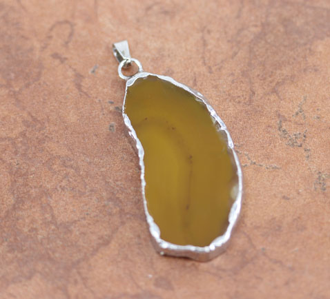 Sliced Agate Foil Edged Pendant