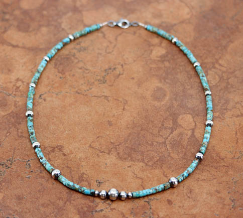 Navajo Pearl Silver Heishi Choker Necklace