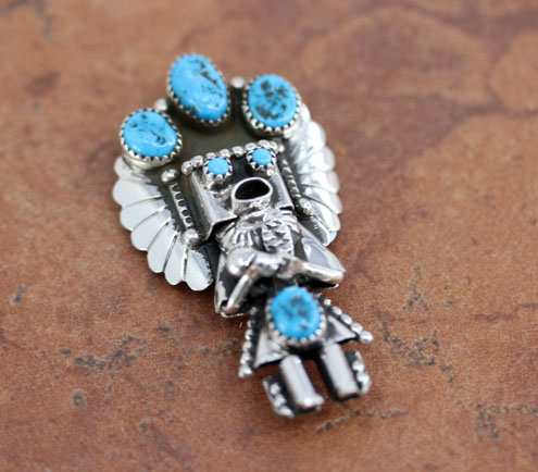 Navajo Turquoise Kachina Pin/Pendant