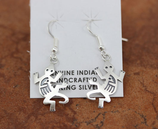 Navajo Sterling Silver Lizard Earrings by Stanley Gene