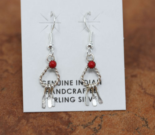 Navajo Silver Coral Earrings