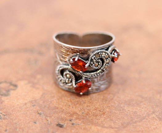 Silver Ring made with Swarovski Crystals Size 8 to 10