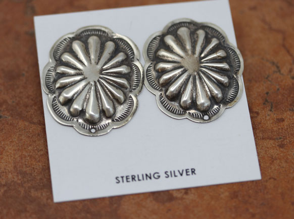 Navajo Silver Concho Earrings