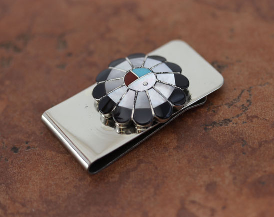 Zuni Sunface Multi_Stone Money Clip