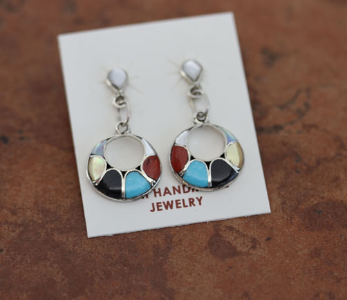 Zuni Silver Multi_Stone Earrings