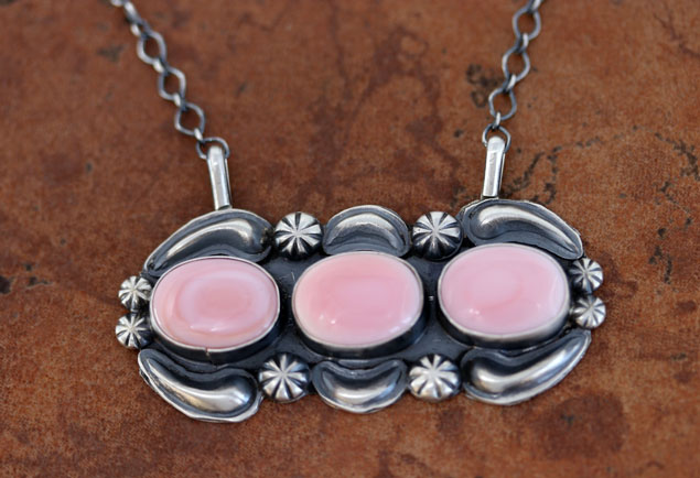 Navajo Silver Pink Quartz Necklace