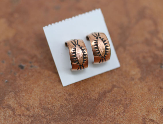 Navajo Silver Copper Hoop Earrings