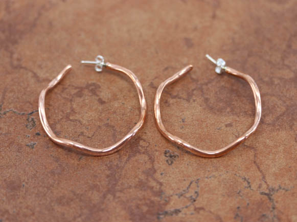 Navajo Twist Wire Silver Copper Hoop Earrings