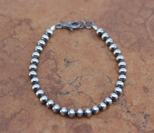 Navajo Pearl Style Silver Beaded Bracelet