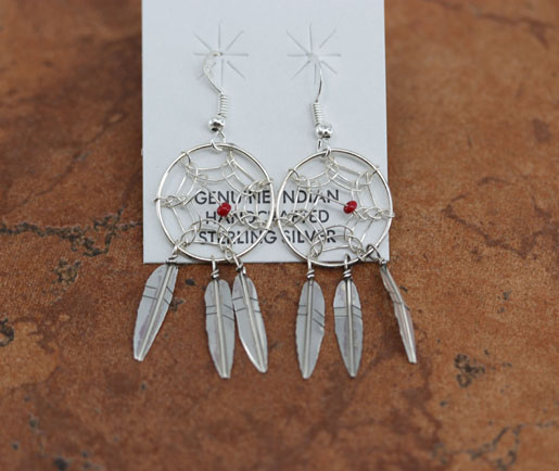 Navajo Sterling Silver Dream Catcher Earrings