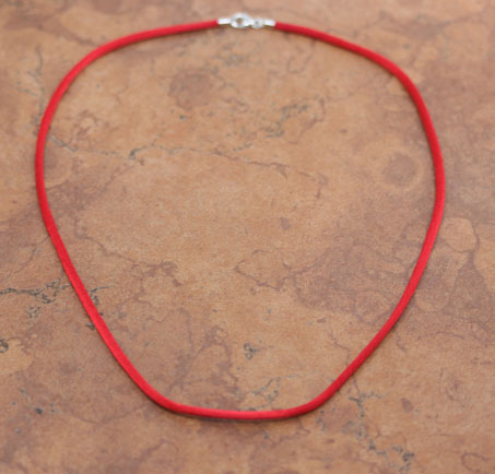 Woven Sterling Silver Red Satin Cord Chain