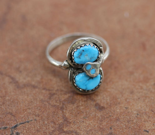 Zuni Silver Turquoise Ring Size 6