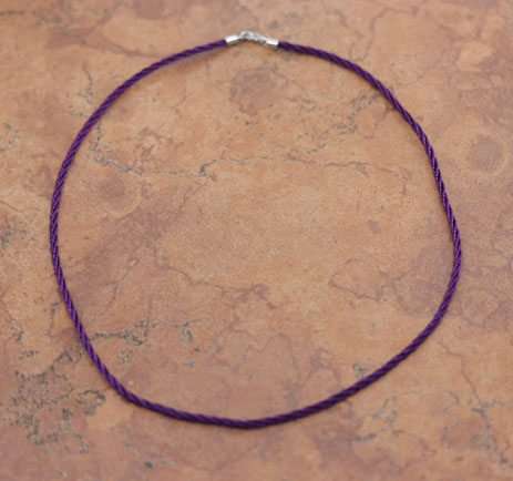 Woven Sterling Silver Purple Satin Cord Chain