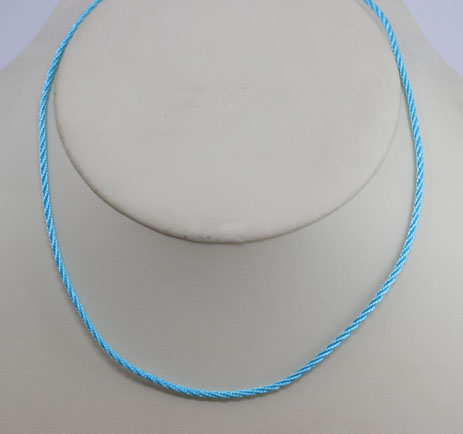 Woven Sterling Silver Blue Satin Cord Chain