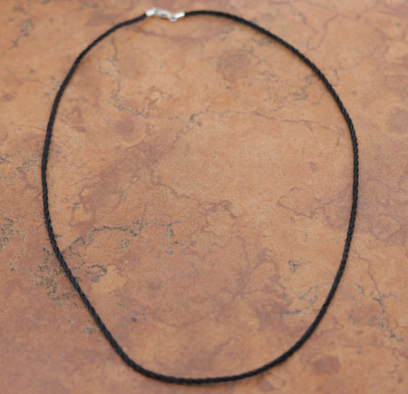 Woven Sterling Silver Black Satin Cord Chain
