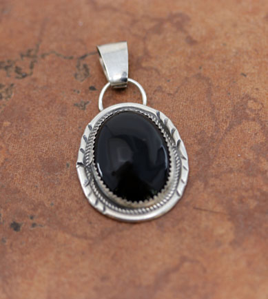 Navajo Sterling Silver Onyx Pendant