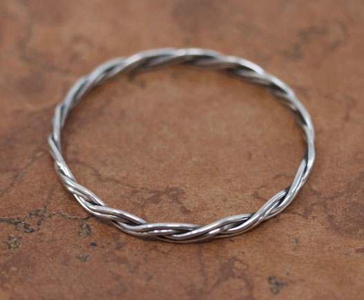 Navajo Sterling Silver Twist Bangle Bracelet