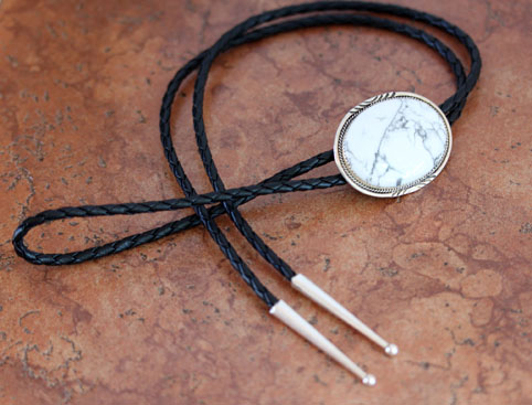 Navajo Silver Howlite Bolo Tie