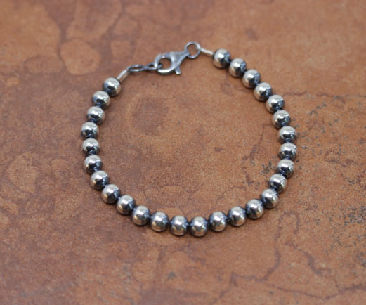 Navajo Pearl Style Silver Beaded Bracelet
