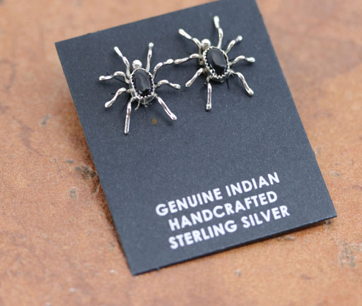 Navajo Silver Onyx Spider Earrings