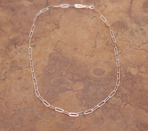 Sterling Rose Silver Paper Clip Chain Necklace