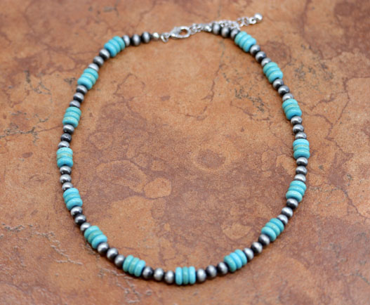 Navajo Pearl Style Beaded Turquoise Necklace