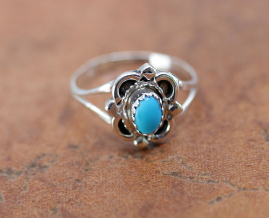 Navajo Silver Turquoise Ring Size 7 1/2