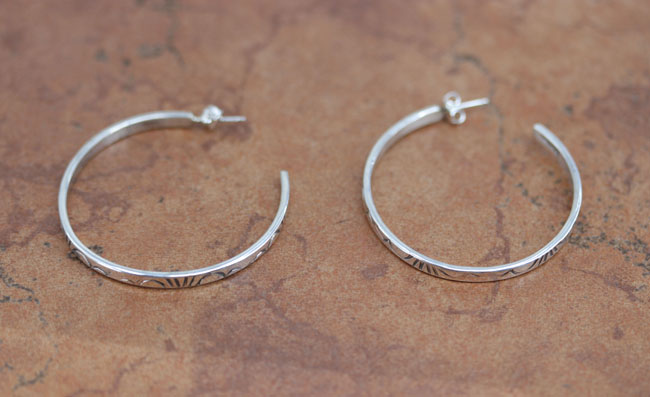 Navajo Silver Hoop Earrings