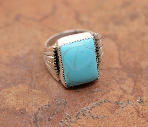 Navajo Silver Turquoise Ring Size 8