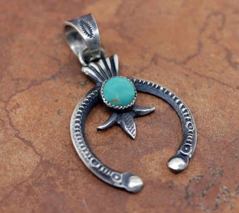 Navajo Sterling Turquoise Naja Pendant