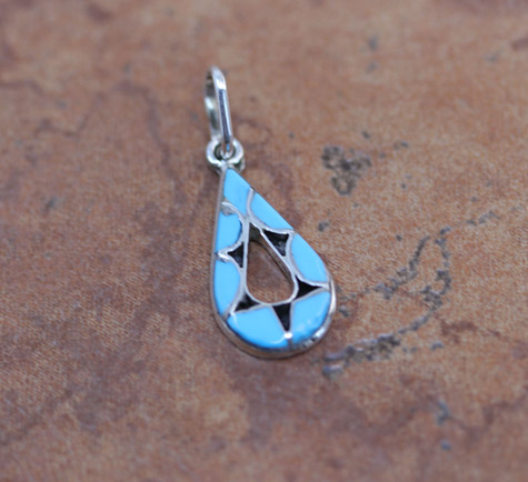Zuni Sterling Turquoise Pendant