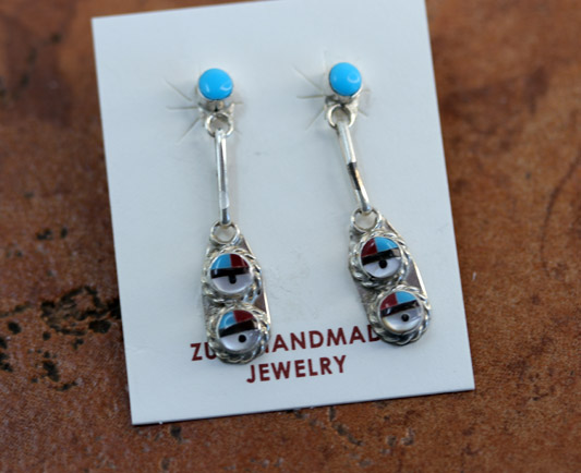 Zuni Silver Sunface Earrings