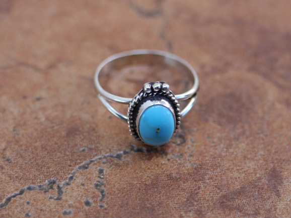 Navajo Silver Turquoise Ring Size 8