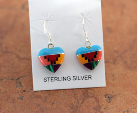 Sterling Silver Multi_Stone Heart Earrings