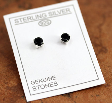 Sterling Silver Black Tourmaline Stud Earrings