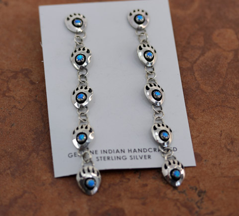 Navajo Created Opal Bear Paw Earrings