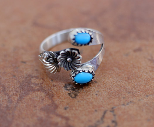 Navajo Silver Turquoise Ring Size 6_9