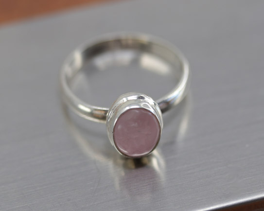 Sterling Silver Pink Rose Quartz Ring Size 8 1/2
