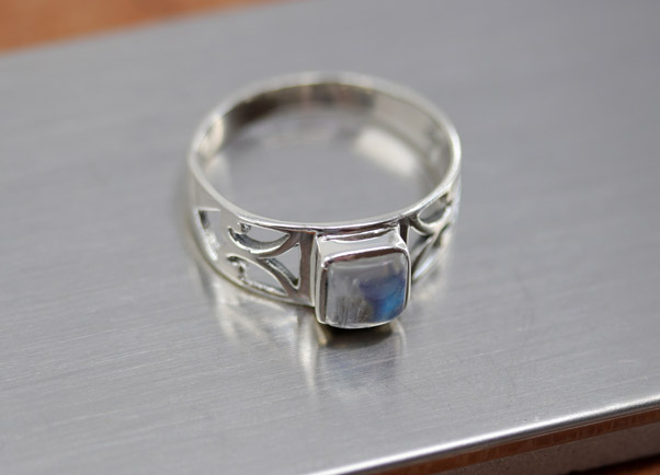 Sterling Silver Moonstone Ring Size 9