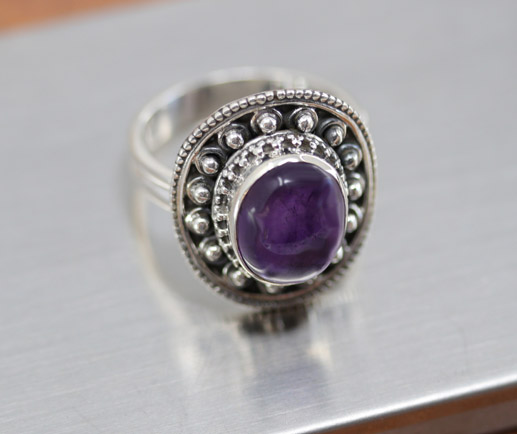 Sterling Silver Amethyst Ring Size 6 1/2