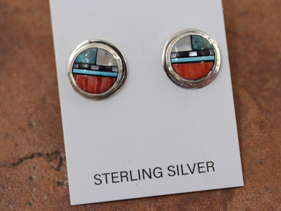 Zuni Silver Multi_Stone Earrings
