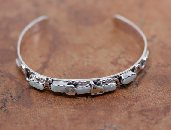 Zuni Silver Created Opal Bracelet by Effie C.